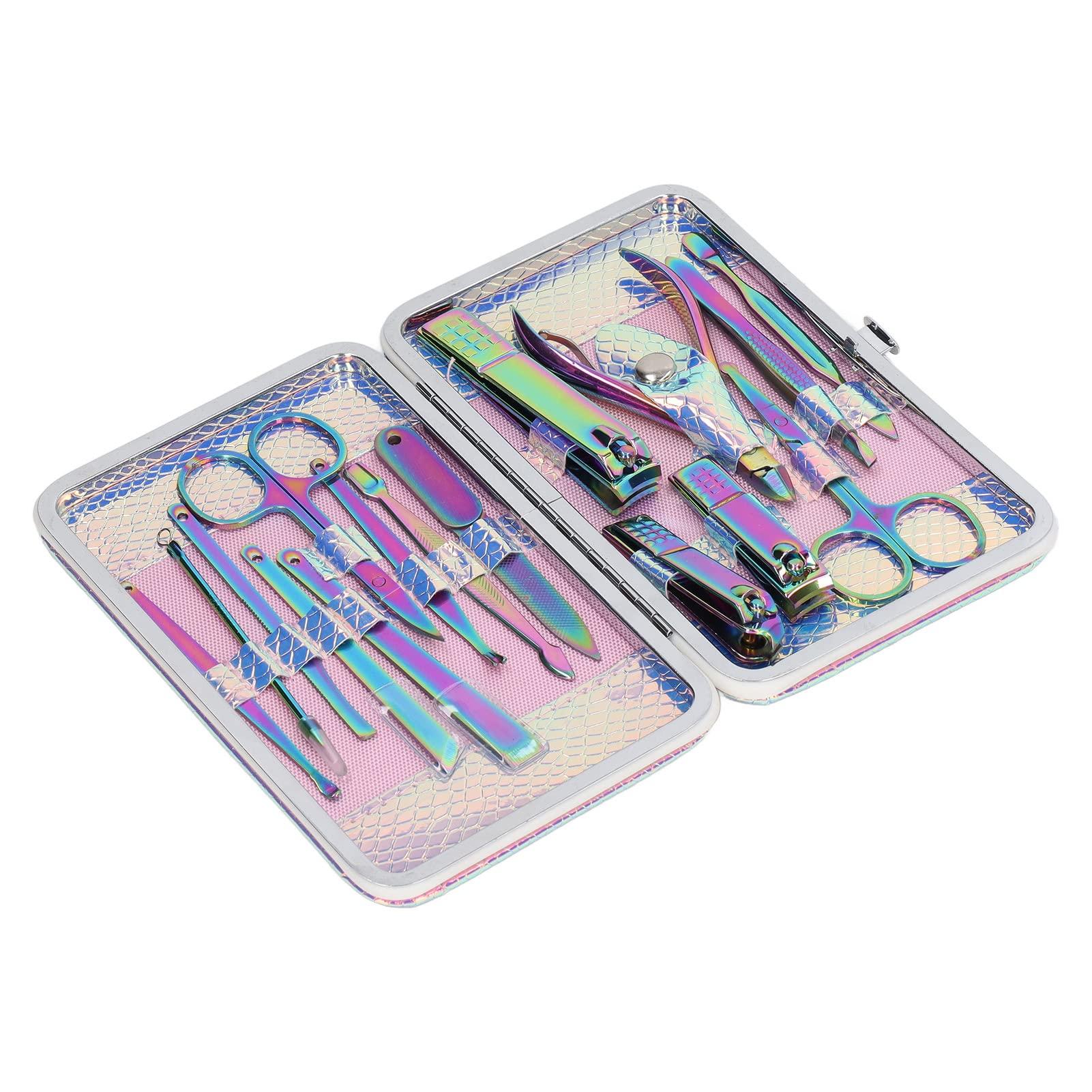 AONYAYBM AONYAYBM 16 Pcs Manicure Set,Stainless Steel Professional Manicure Kit with Storage Box,Color Coating Multifunction Portable Nail Clipper Set,Wide Application Nail Clippers Set