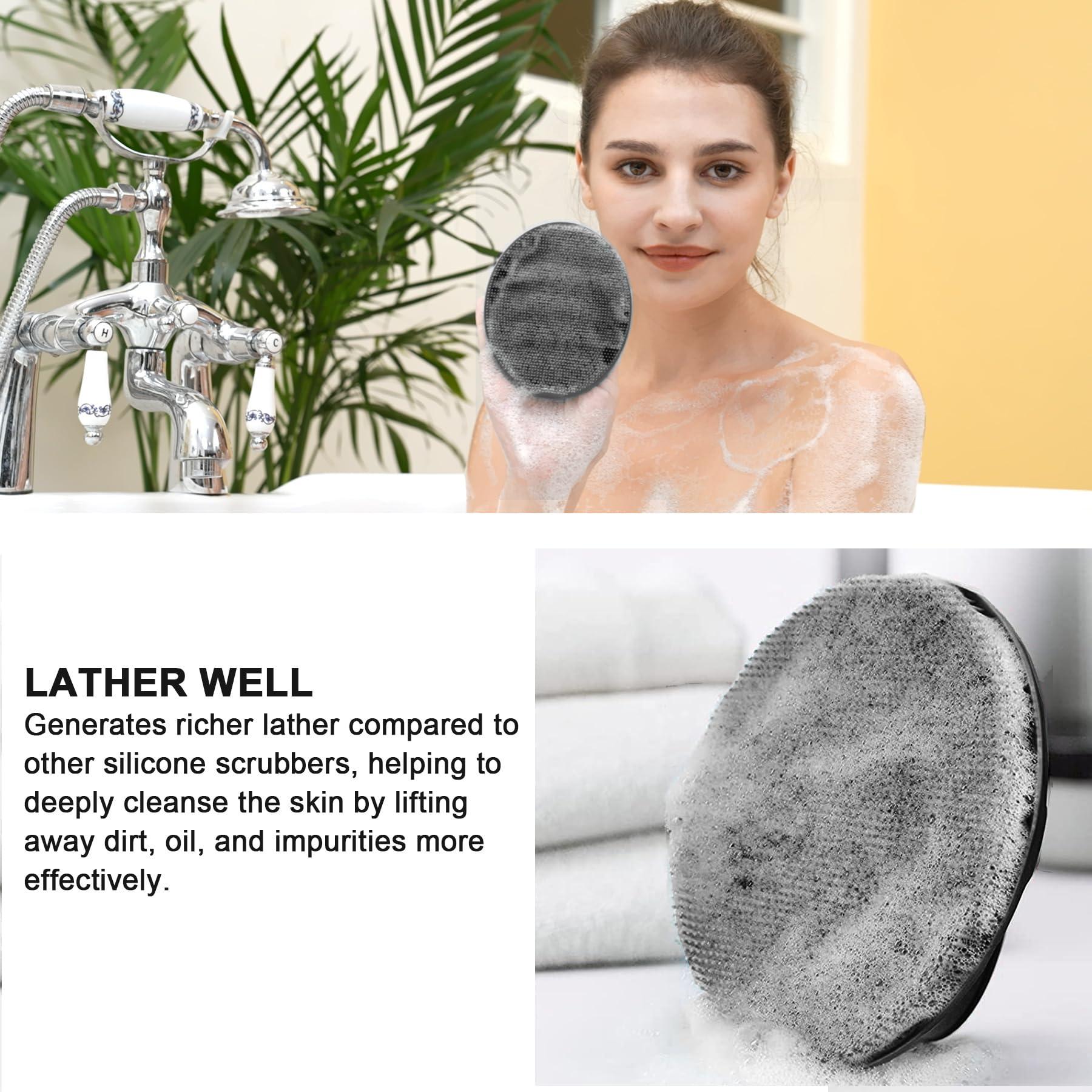 INNERNEED INNERNEED Soft Silicone Body Scrubber Handheld Shower Cleansing Brush, Gentle Exfoliating and Massage for all Kinds of Skin (Black)