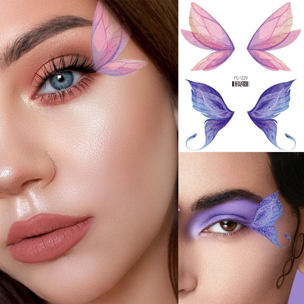 Uranian Uranian Temporary Tattoos Butterfly Face Stickers Glitter Fake Tattoo for Women Butterflies Fake Body Tattoos Sticker for Face Makeup Festival Rave Carnival (6 Sheet)