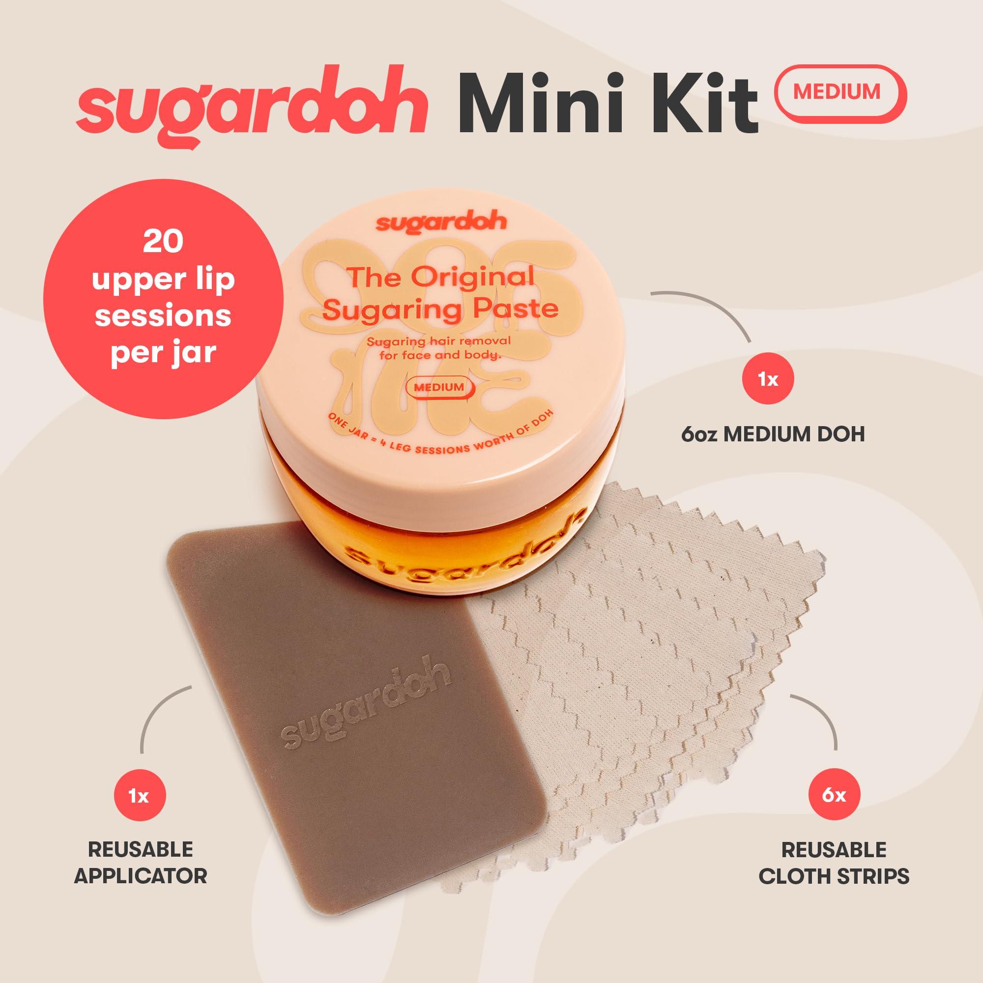 SUGARDOH Sugardoh Sugar Waxing Kit for Women As Seen On Shark Tank (Mini Kit Medium) Face, Arms, & Legs, Sugar Wax Hair Removal- Sugaring Tiktok Viral Products- Bikini Wax Kit for Women - Sugaring Kit