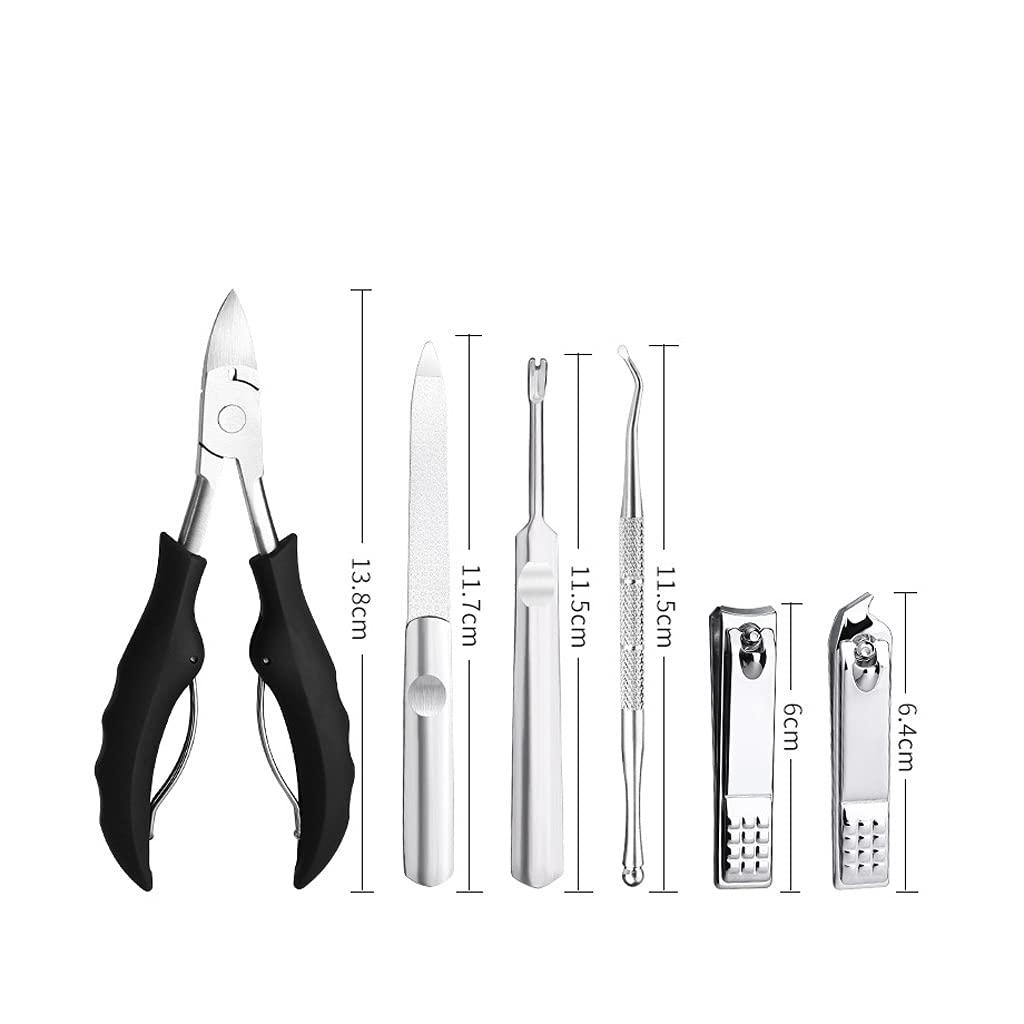 LOVULIFE LOVULIFE Nail Clippers Set Men\'s Built-in Nail File Pedicure Tool Foot Care Set Professional Manicure Home Use Black 6-Piece Set
