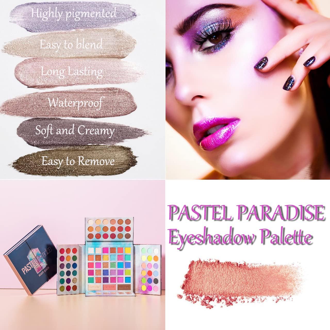 MYUANGO MYUANGO Pastel Paradise Eyeshadow Palette, Highly Pigmented 82 Shades Matte Shimmer Glitter Vegan Makeup Palette for Beginners - Waterproof, Blendable, Long-Lasting - Cruelty-Free