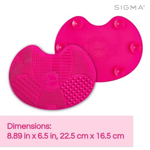 Sigma Beauty Sigma Beauty Makeup Brush Cleaner Mat  Sigma Spa Express Silicone Makeup Brush Cleaning Mat with Suction Cups for Cleaning Makeup Brushes, Compact Design Fit for Any Travel Makeup Kit (Pink)