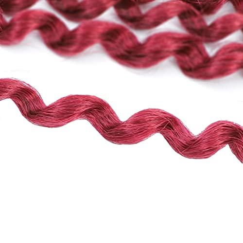 conrora Passion twist hair 30 inch 7 packs burgundy color water wave crochet braiding synthetic hair extensions for black women (30 Inch 7packs Bug)
