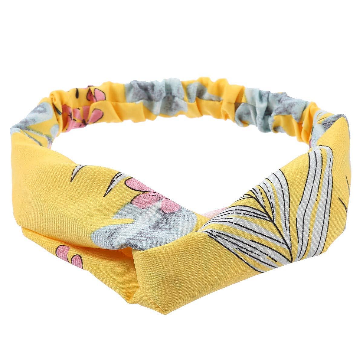 CUTEGIFT CUTEGIFT 9 Pack Beach Headbands for Women Boho Headbands for Girls Flower Printed Cross Elastic Head Wrap Bohemian Knotted Head Wrap Elastic Hair Band Hair Accessories for Teens Girls Women