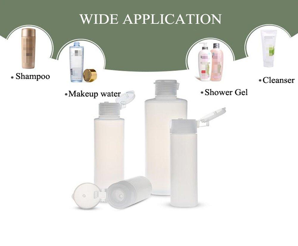 UPSTORE UPSTORE 2PCS Empty Refillable Plastic Clear Soft Tube Squeeze Bottle Jars With Flip Cover Cosmetic Makeup Packing Storage Holder Containers for Toner Lotion Shower Gel Cleaser Shampoo (200ml/6.8oz)