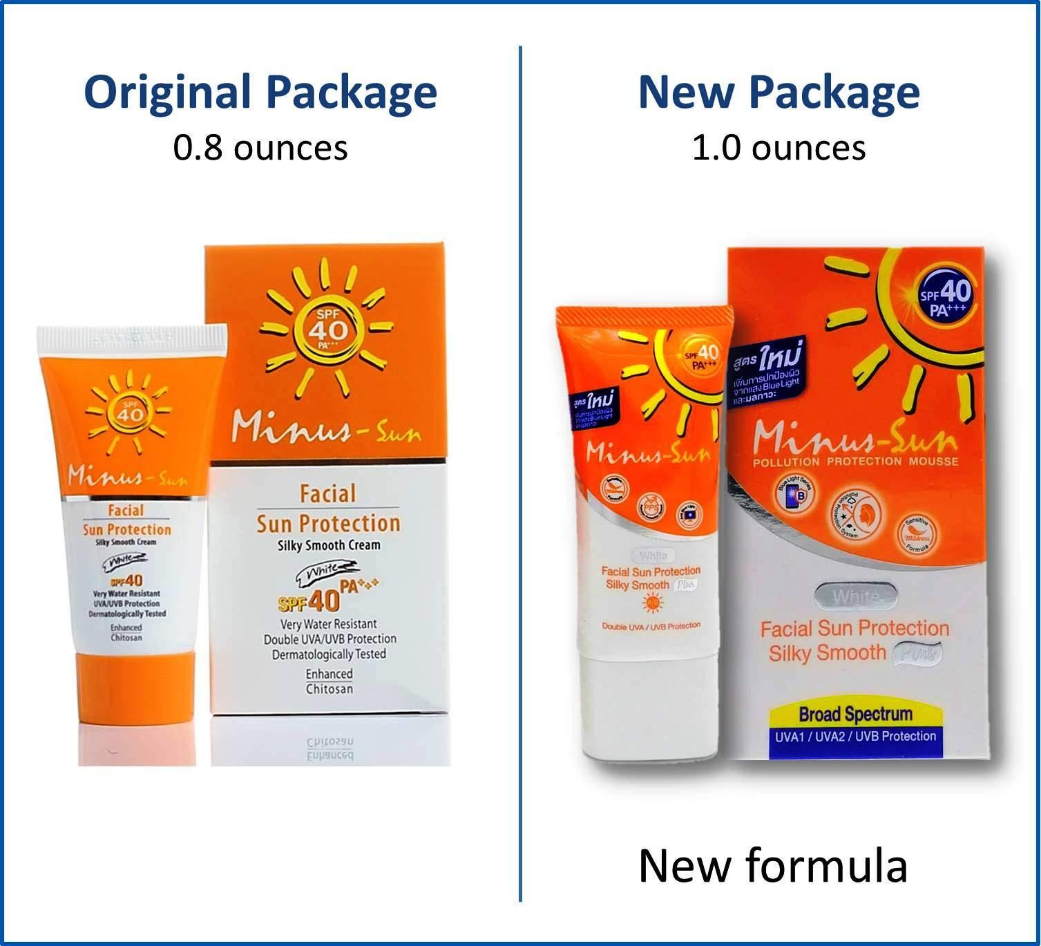 Minus Sun Pollution Protection Mousse Minus (Sol) Sun SPF40 PA+++ White (New Formular x 1 Ounces) Facial Sun Protection Silky Smooth Plus with Broad Spectrum UVA1 UVA2 and UVB Protection
