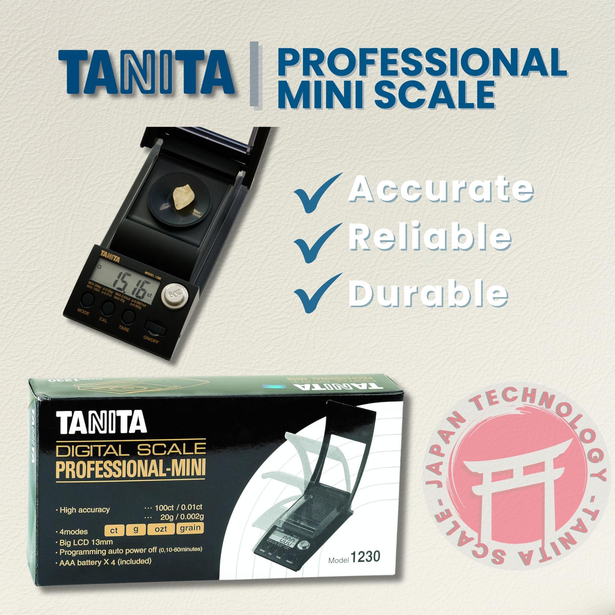 TANITA Tanita 1230 Professional Mini Diamond Scale - Japan Technology - Portable Carat Scale for Precise Gem Weighing - Energy Saving and Auto Power Off - Easy to Read 5 Digit LCD Display