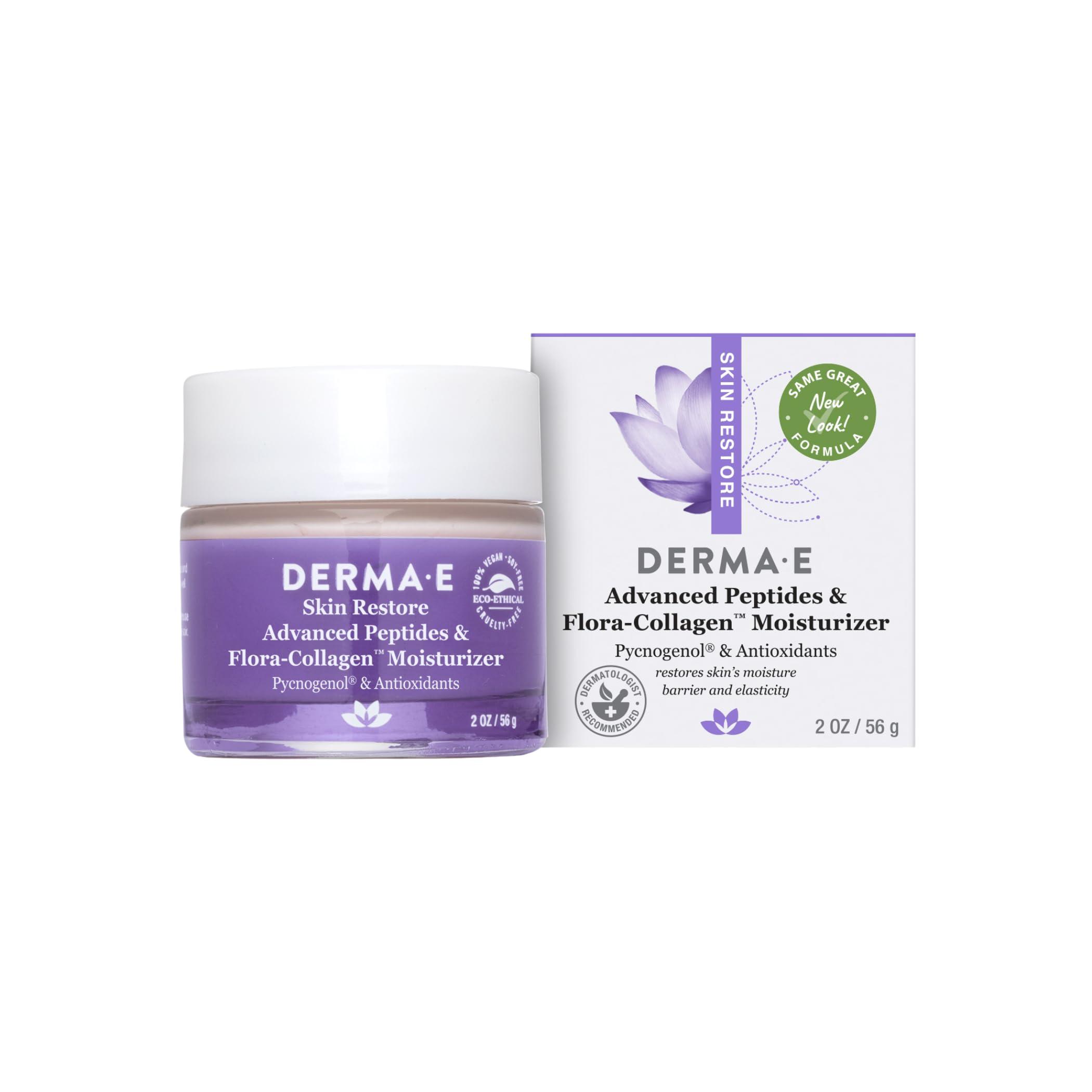 Derma E Derma E Advanced Peptides and Collagen Moisturizer Double Action Face Cream with Peptide Complex Intense Natural Collagen Moisture Day and Night Cream for Women, 2oz