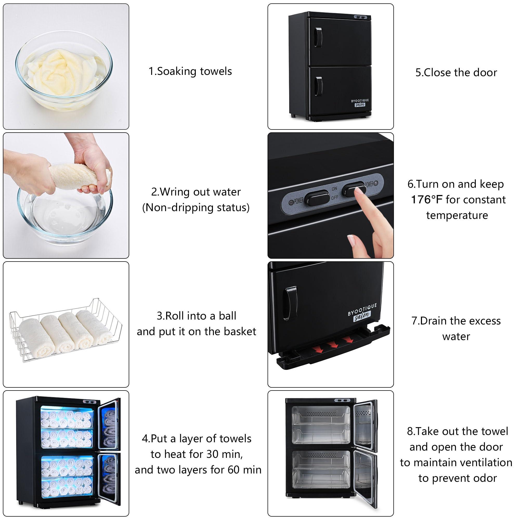 AW BYOOTIQUE Hot Towel Warmer Cabinet, 46L Extra Large Capacity, 2in1 Professional Double Towel Heater Mechine for Facial Spa, Massage, Hair Salon, Barber, Estheticians, Beauty Salon, Black