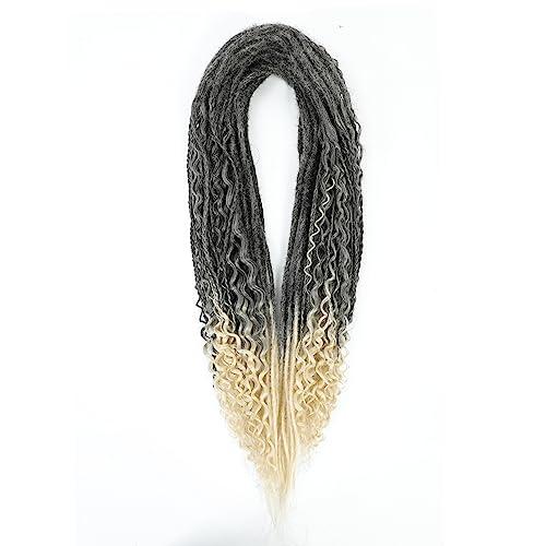Ajsowju Ajsowju Wavy Dreadlocks Synthetic Curly Ends Double Ended Dreadlock Extensions 24inches 10 Strands Thin 0.6cm Soft Black to Blonde DE Dreadlock Extension for Women (Curly 10 Strands, 1B/613)
