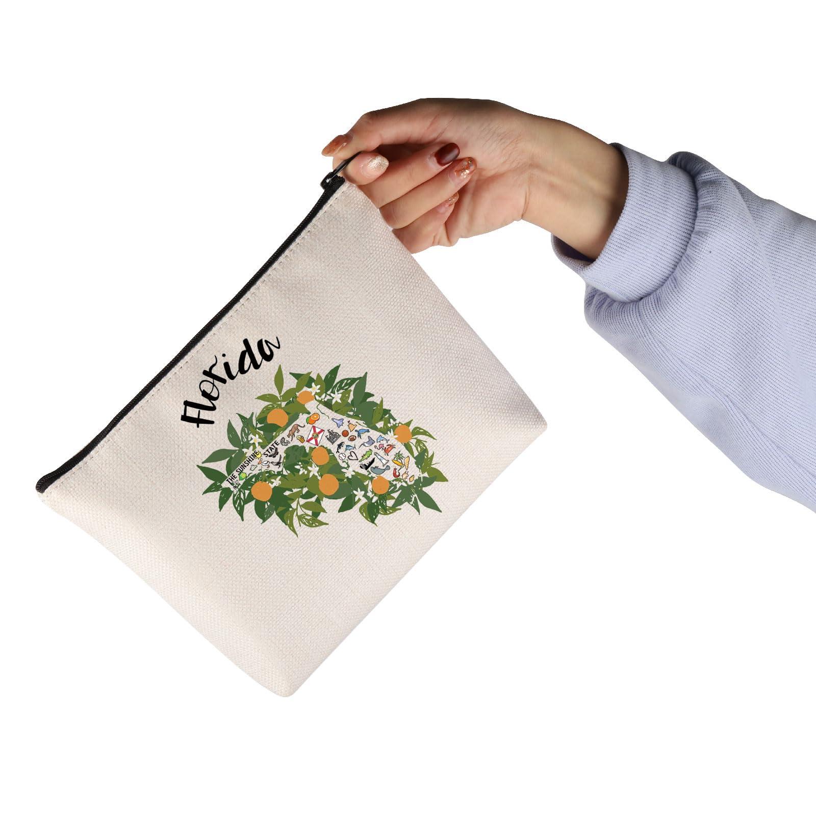 JNIAP JNIAP Florida vacation Gift Florida Themed Cosmetic Bag Florida State Map Gift (Florida Bag)