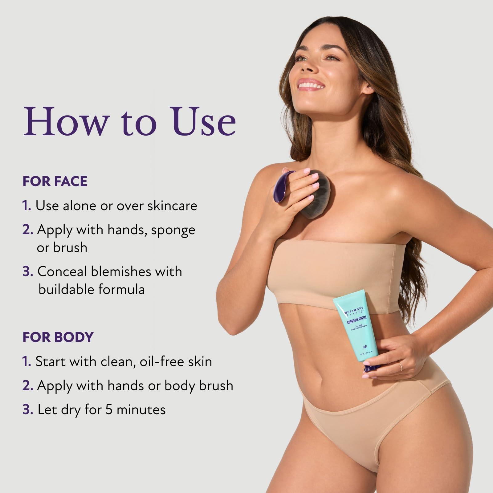 Westmore Beauty Westmore Beauty Supreme Creme All-Over Complexion Perfector  Long-Lasting CC Cream Foundation - Waterproof & Transfer-Resistant Skin Tint - 3.3 Oz (Medium)