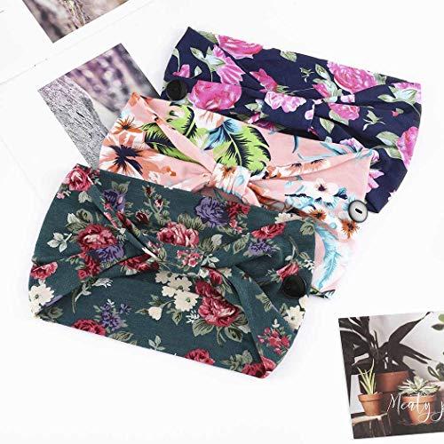 Bohend Bohend Boho Button Headband Wide Stretchy Daily Use Knotted Headwear Sport Athletic Yoga Gym Hair Accessories for Women and Girls(3pcs) (J)