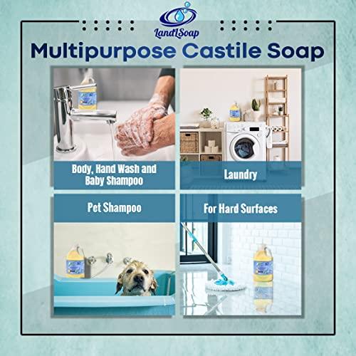 LandLSoap LandLSoap Goat Milk Unscented Pure Castile Soap Liquid for Face, Hand & Body Wash-Hand Made Soap, Vegan, Made in USA, Dry & Sensitive Skin (Half Gallon)