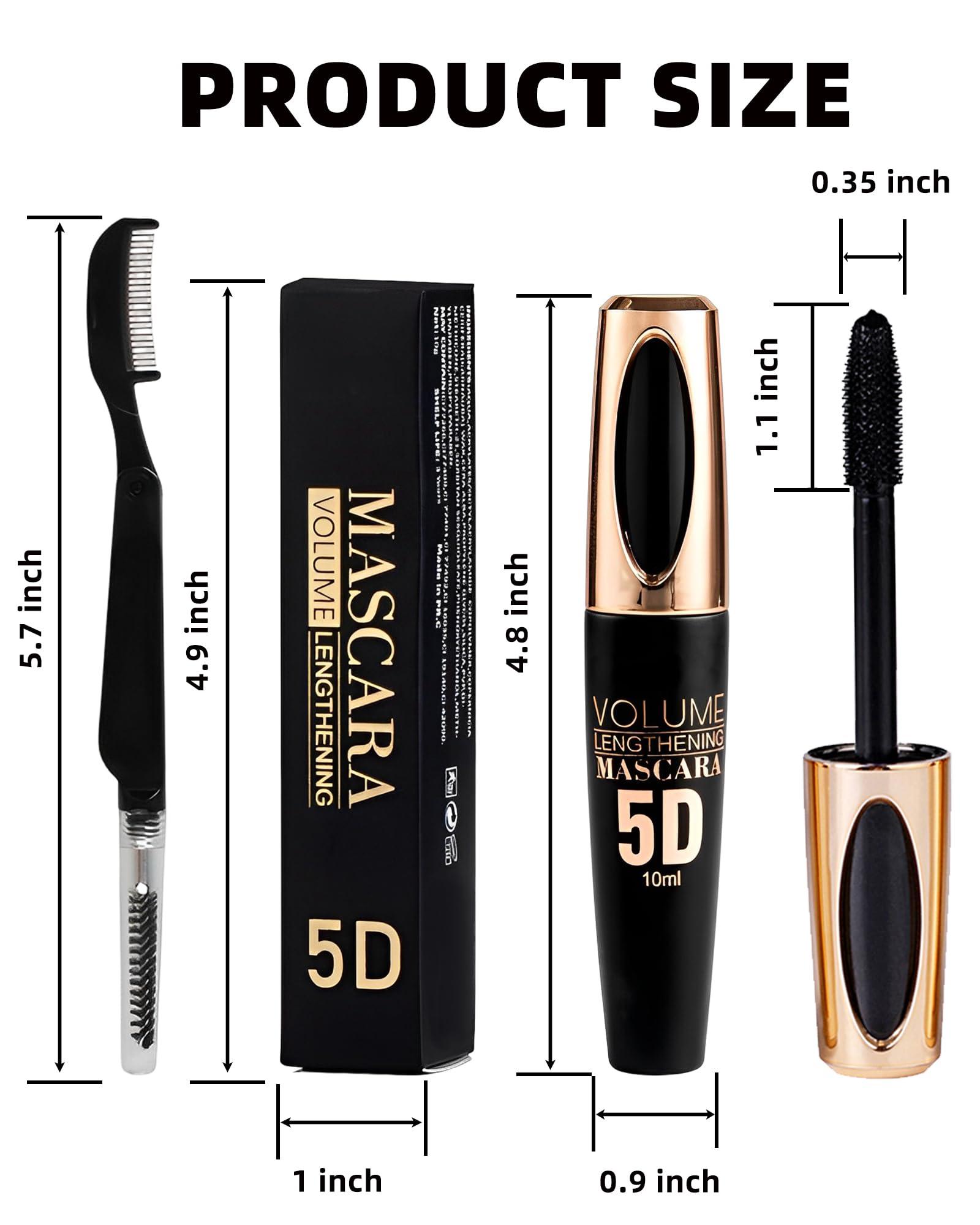 Lestpola Burgundy Mascara Waterproof Tubing Mascara, Volume and Length Voluminous Colored Mascara for Eyelashes, Long Lasting Smudge-proof Lengthening 5D Lash Mascara with Silk Fiber, No Flaking or Clumping