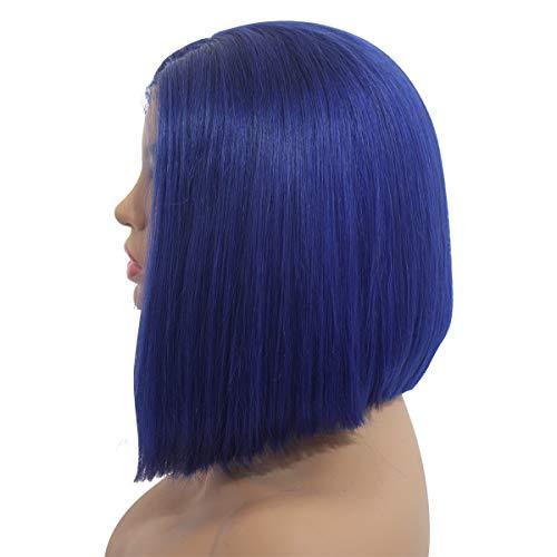 Loviness Biena Loviness Lace Front Human Hair Bob Wigs Short Straight With Baby Hair Blue 180% Density 13x4 Lace Frontal Glueless Pre Plucked Wig for Black Women (12 inches)