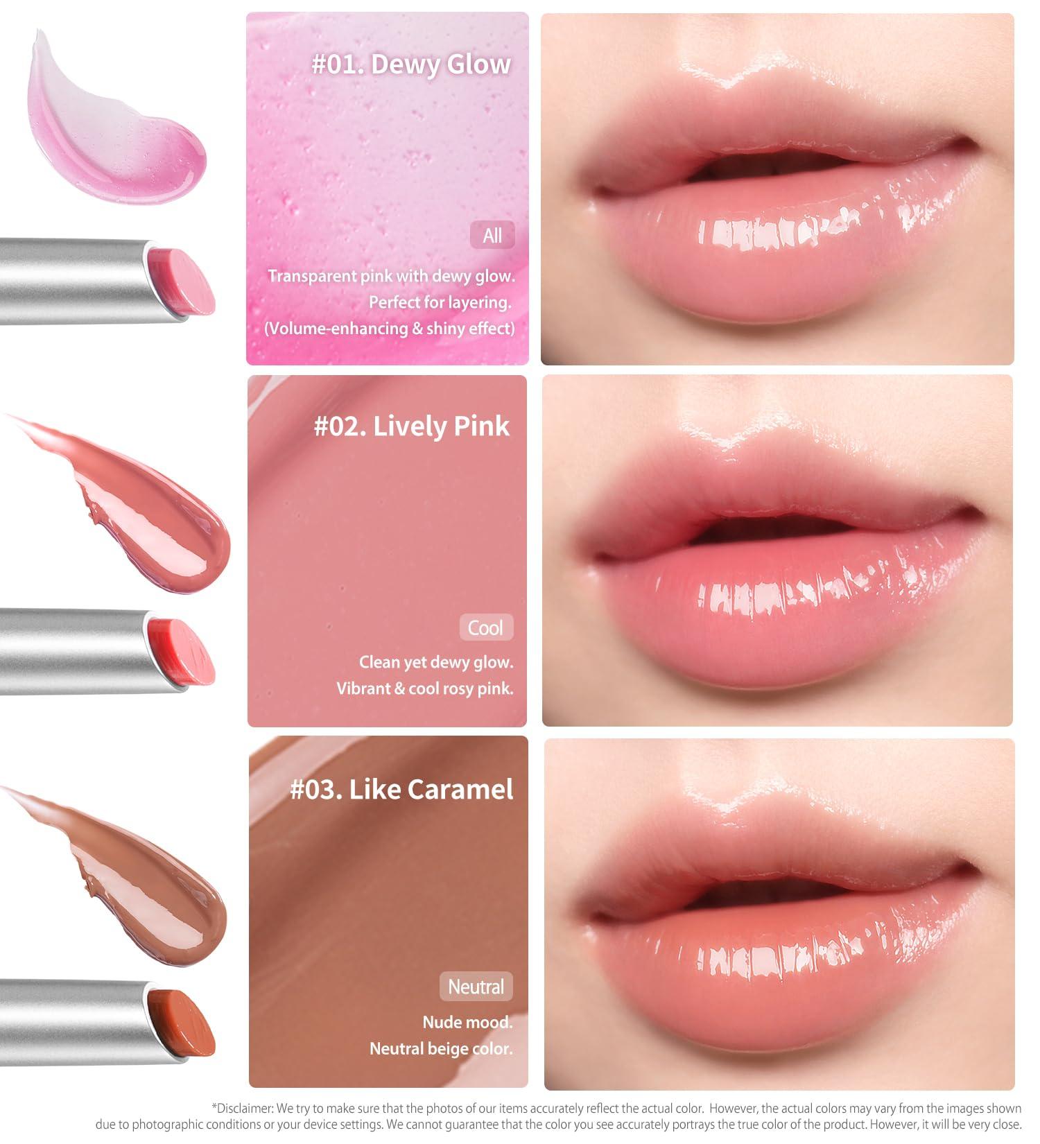 Heart Percent Heart Percent Dote On Mood Dewy Melting Lipstick High-Shine Glow & Wet Look Glossy Finish Lip Color, 01. Dewy Glow