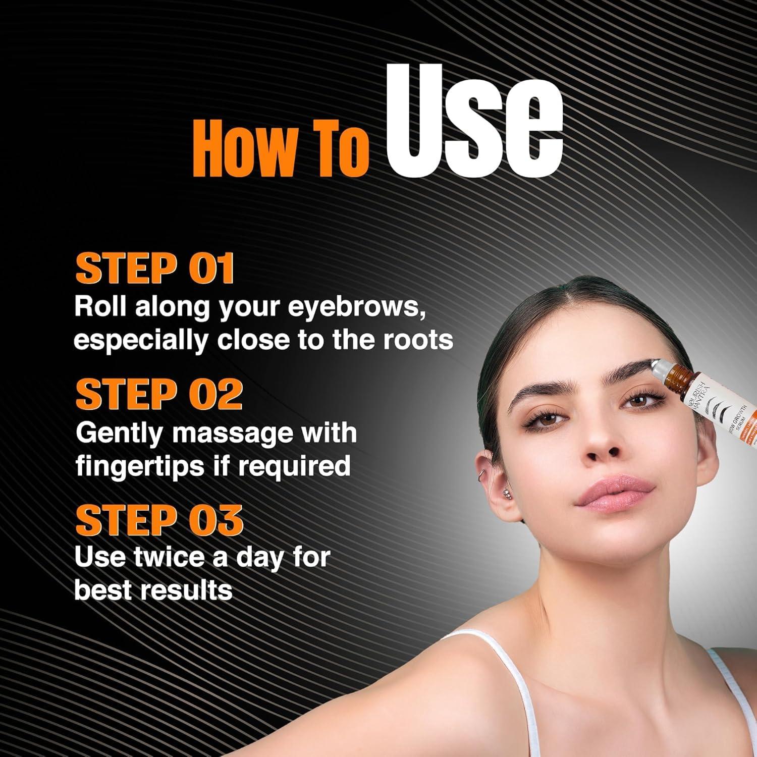 NOURISH MANTRA Nourish Mantra Eyebrow Growth Serum | Formulated with Redensyl, Biotin, Peptides & Amino Acids | Natural Eyebrow Serum and Enhancer for Thicker Brows | Brow Enhancing Serum 10 ml