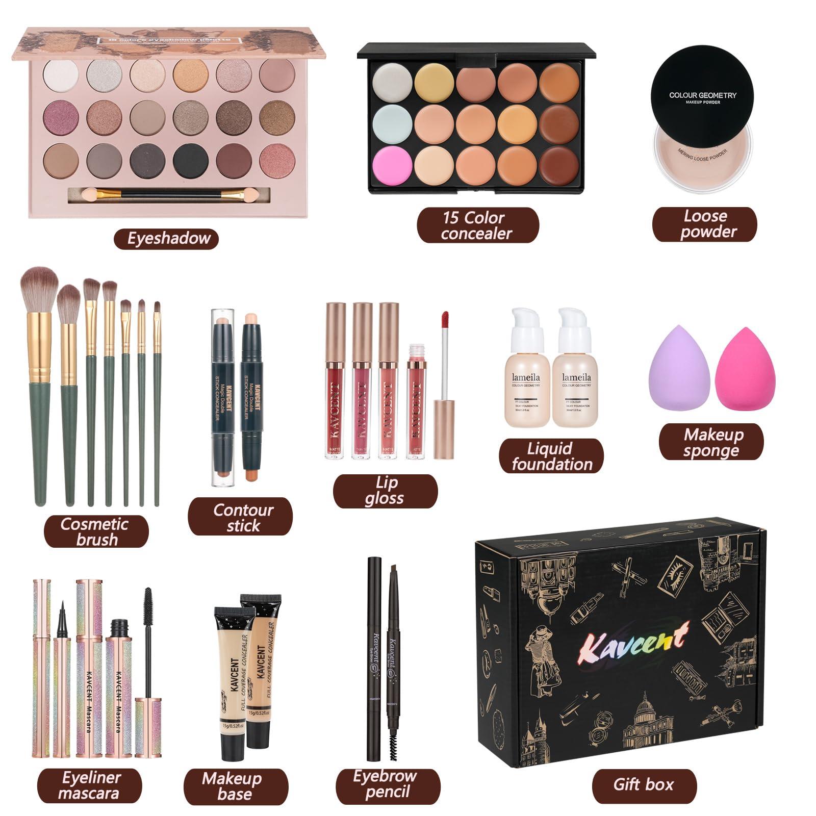 KAVCENT Makeup Kit Makeup Sets for Teens Makeup kits for Women Teenagers Make up Eyeshadow Palette Foundation Concealer Lipgloss Makeup Kit for Women Full Kit
