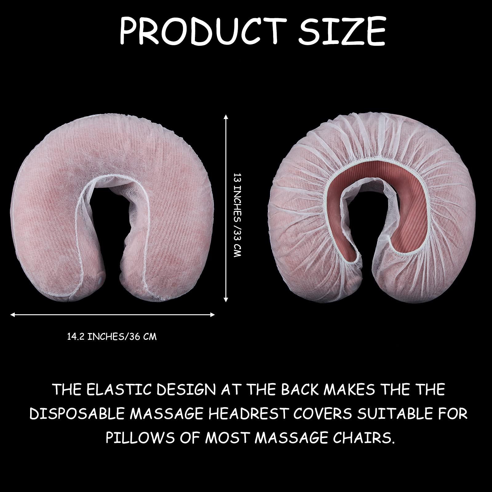 Tatuo 100 Pieces Disposable Headrest Covers Disposable Massage Covers Massage Headrest Covers Non-Sticking Cradle Cover Non-Woven U-Shaped Cradle Cover for Massage Tables, 14.2 x 13 Inch, White