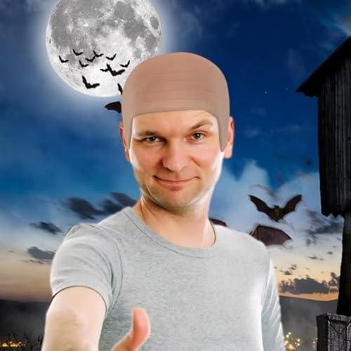 Dzrige Dzrige Halloween Bald Cap Bald Head Hat Head Wig Cap Latex Bald Cap Costume Accessory for Adults Halloween Theme Party Cosplay