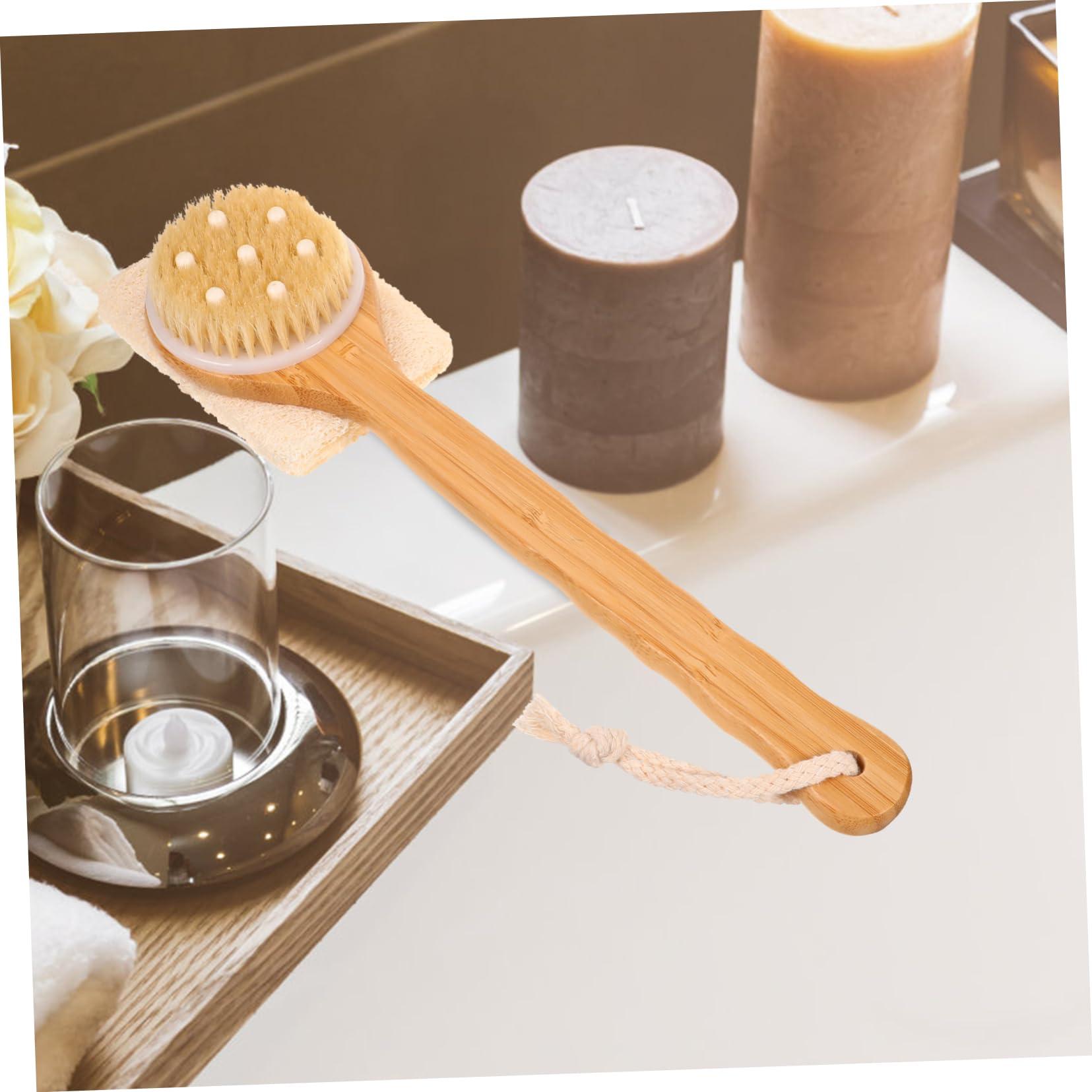 COLLBATH COLLBATH Natural Loofah Bath Brush with Long Handle Double Sided Exfoliating Skin Scrubber for Bead Loofah Sponge for Body and Foot Cleaning