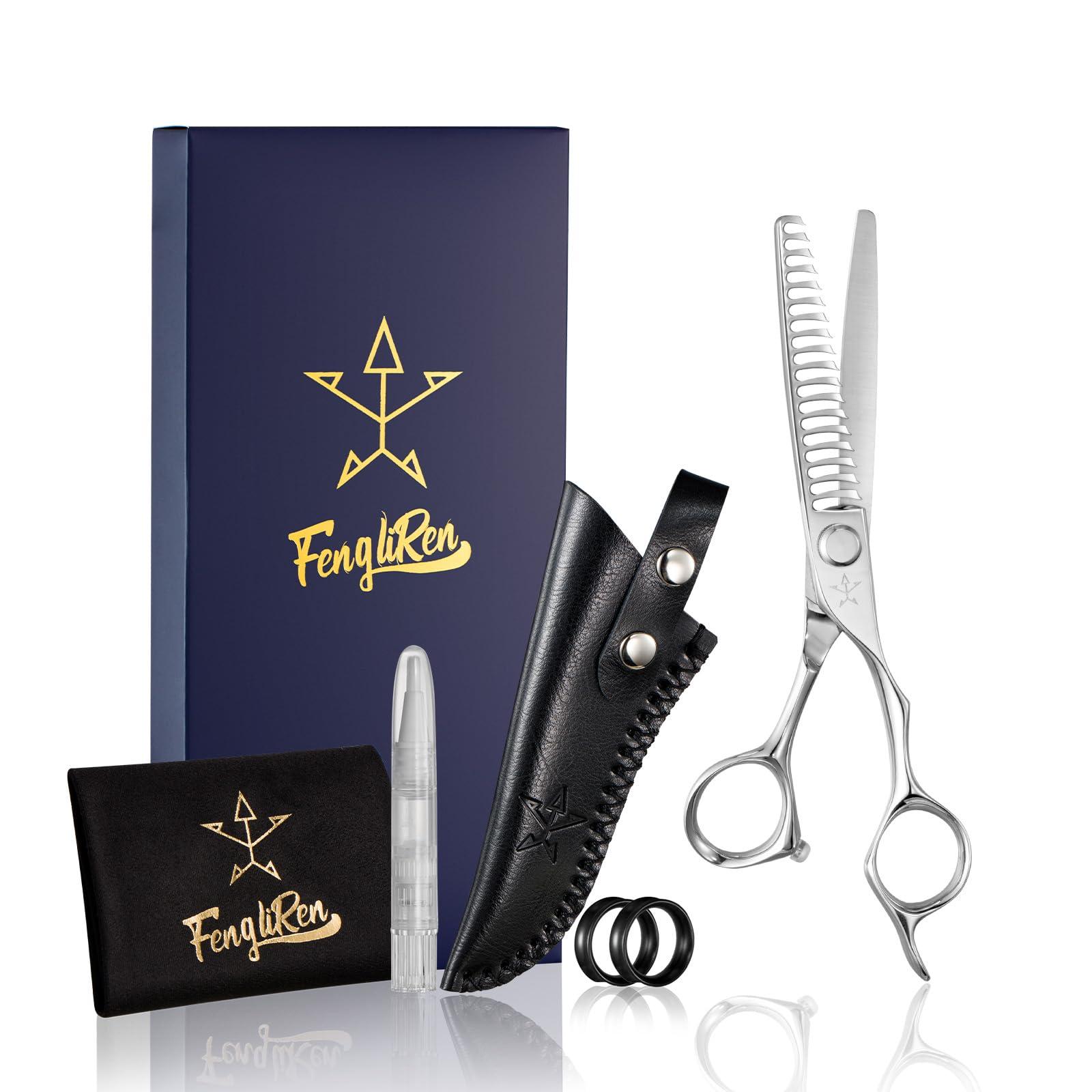 Fengliren Fengliren High-end Professional Hair Thinning Scissors Hair Cutting Teeth Shears Barber Hairdressing Texturizing Scissors Extremely Very Sharp 6.3 Inch 440C Stainless Steel For Men Women Salon & Home