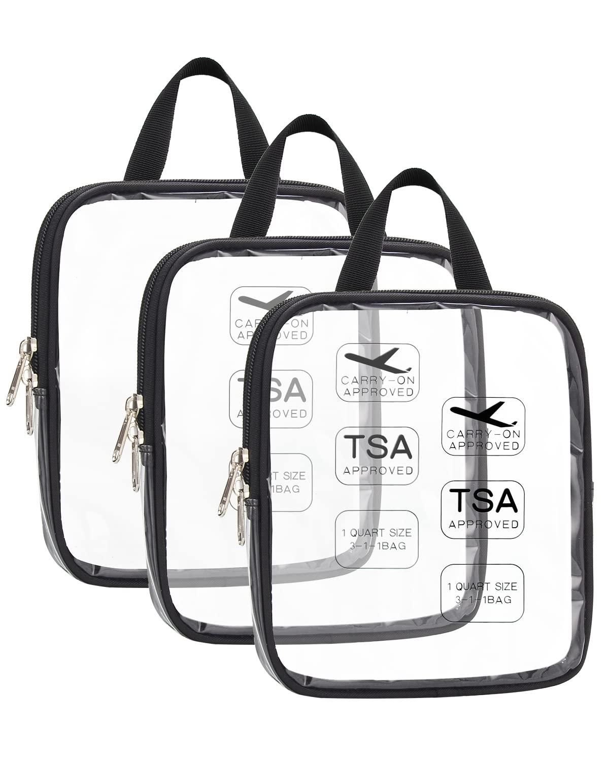 Relavel Tsa Approved Toiletry Bag,3PCS Travel Bag TSA Approved,Clear Makeup Bags Travel,Quart Size 3-1-1 Travel Bags fit for 3 oz Travel Bottles,Waterproof TSA Toiletry Bag,Small