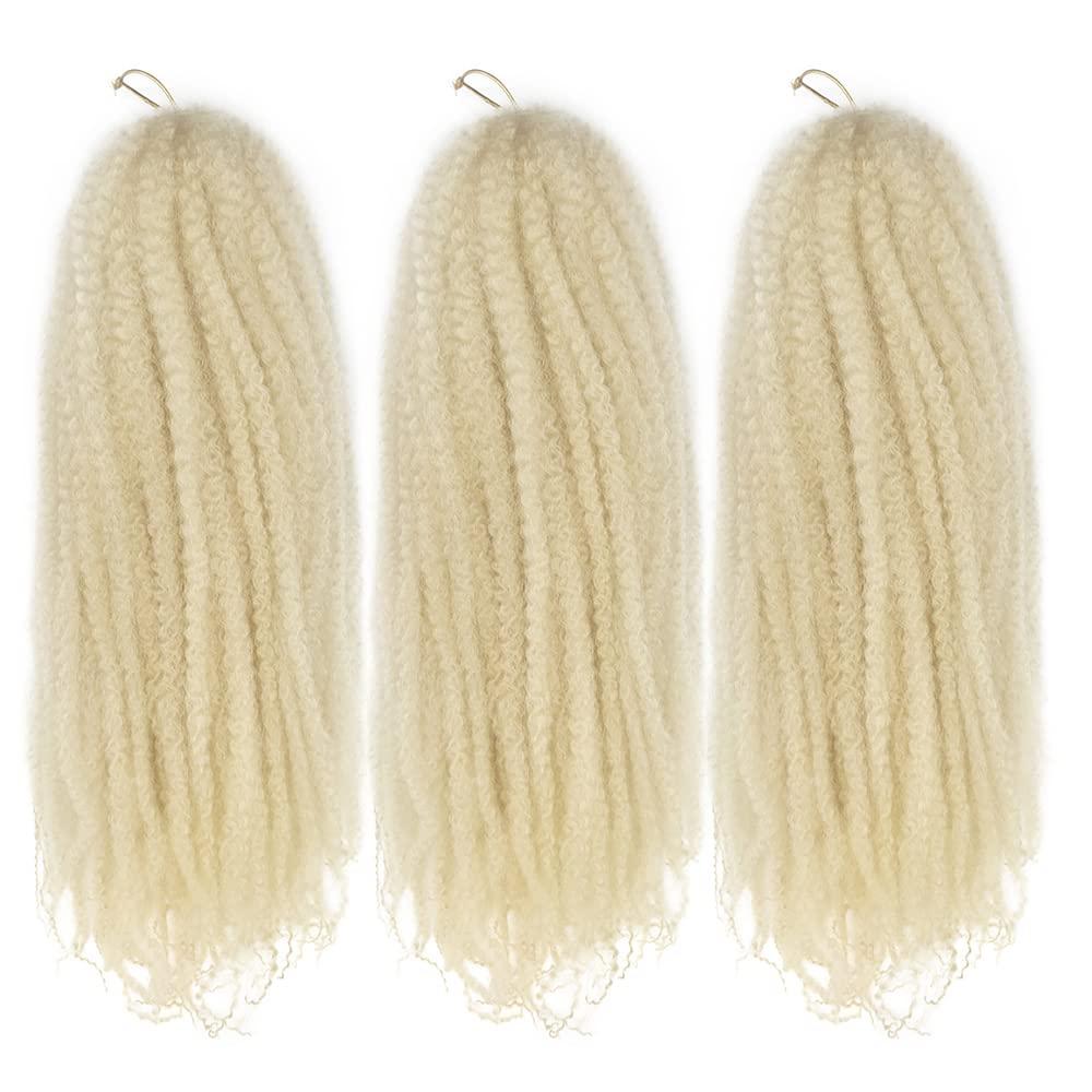 KGBFASS KGBFASS 24inch Blonde Marley Braiding Hair Long Kinky Curly Marley Twist Braiding Hair for Faux Locs Box Braids Crochet Hair Extension Black Women 3Pcs(613#)