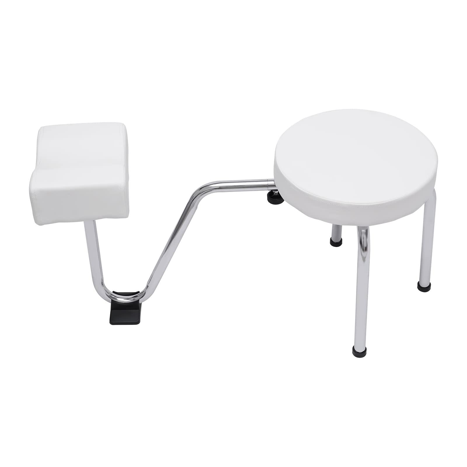 WUPYI WUPYI Pedicure Stool with Footrest,Pedicure Foot Rest Stool Adjustable Leg Rest Manicure Nail Stand Station for Salon Spa Beauty Equipment (White)