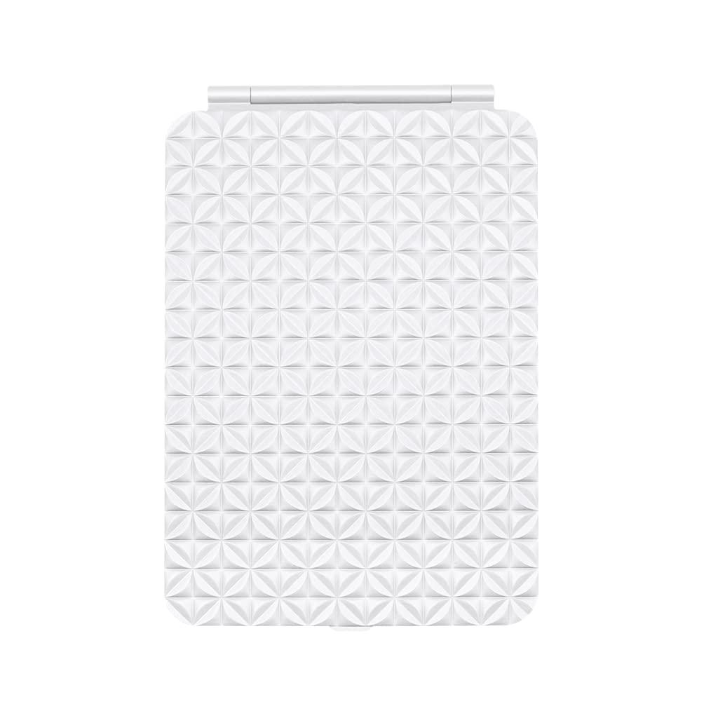 IMPRESSIONS VANITY  COMPANY Impressions Fleur Touch Pad Mini Tri Tone LED Makeup Mirror with Touch Sensor Switch, Foldable Vanity Mirror with Flip Cover (White)