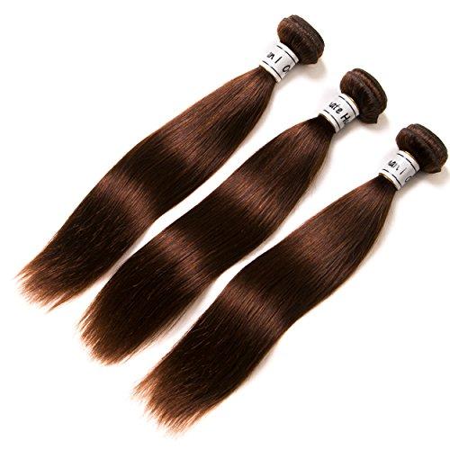 Ornate Hair Light Brown Bundles Human Hair Brazilian Straight Hair Virgin Bundles 3 Bundles 100% Unprocessed Human Hair Weave Bundles Extensions 9A Grade Brown Bundles Sew In(10 12 14 Inch, 4# Straight Bundle)
