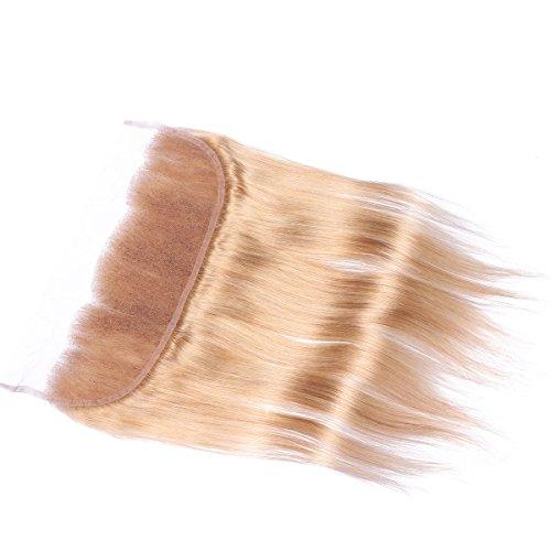 Tony beauty hair Tony Beauty Hair #27 Honey Blonde Brazilian Human Virgin Hair 3 Bundles Deals with Lace Frontal Straight Strawberry Blonde Hair Weaves Extensions with Lace Frontal Closure 13x4 (14 16 18+12)