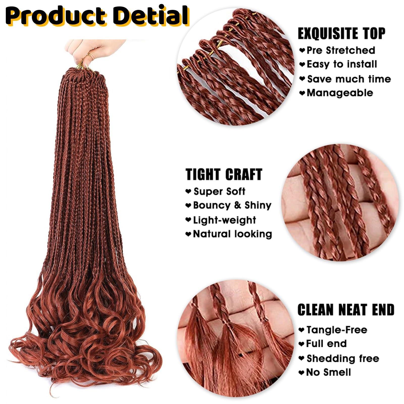ZBYXPP French Curl Crochet Braids 6 Packs Boho Goddess Pre Looped Hair Extension Ombre Box Braid With Wavy Curly Ends For Black Women(350,18in(8pack))
