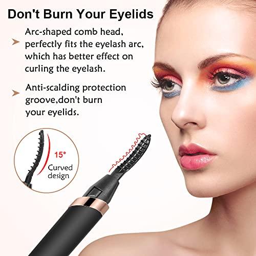Dust2Oasis DUST2OASIS Heated Eyelash Curler, Electric Eyelash Curlers, Rechargeable Lash Curler with Eyelash Comb for Makeup Natural Curling Eye Lashes and 24 Hours Long Lasting - Black 2022 Updated Model