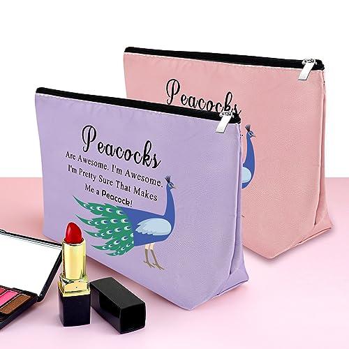 Mxrymvu 3Pcs Inspirational Peacock Cosmetic Bag Peacock Theme Gifts for Peacock Lovers Makeup Bag Animal Gift Peacock Lover Gift Animal Lover Gift Birthday Christmas Gift for Friend Sister Travel Makeup Pouch