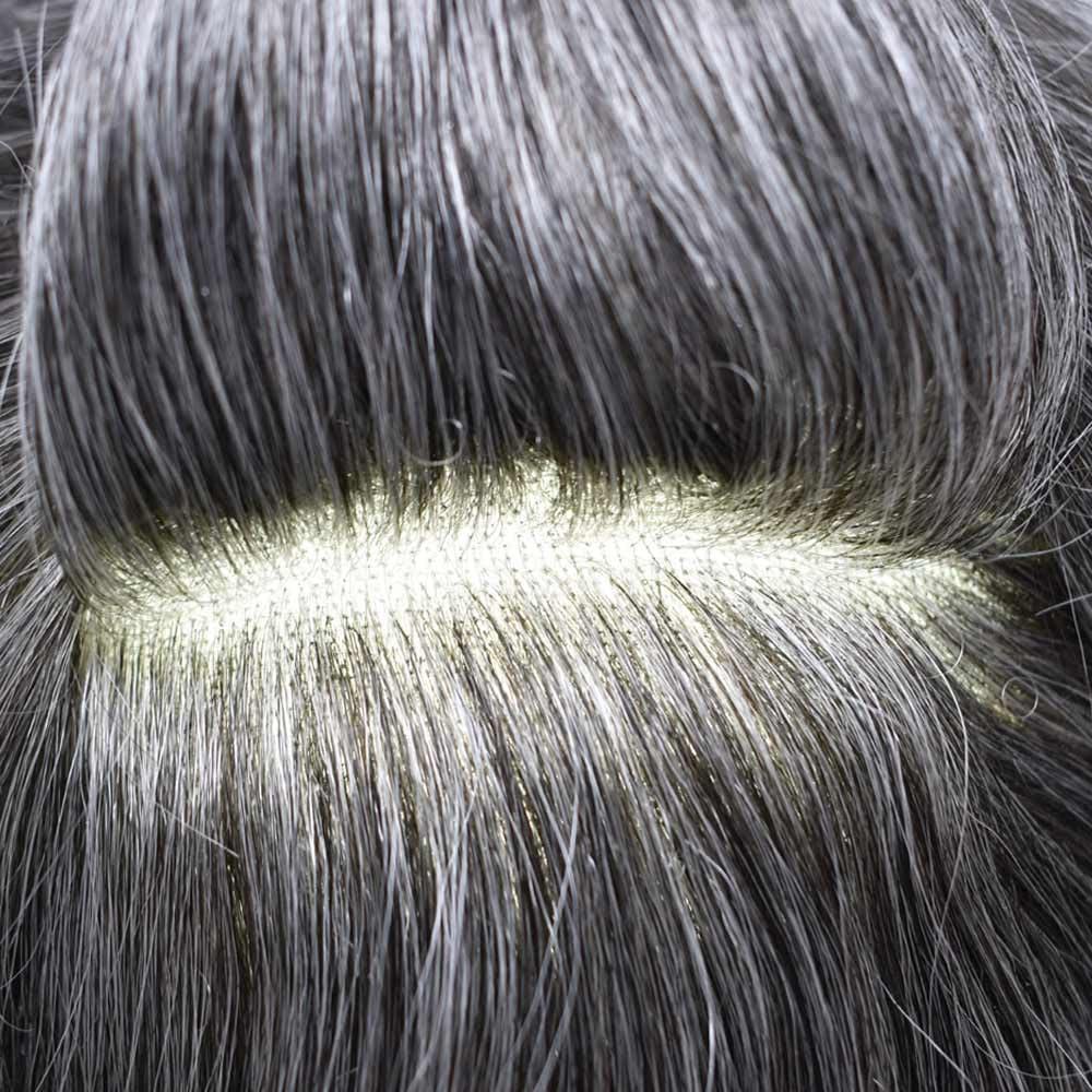 Hair Wonders Mens toupee hair replacement system for men hairpieces toupee for men real human hair pieces for men hair systems Protesis Capilar Para Hombre US Stock7x10-#1B50 1B# OFF BLACK+50% GREY