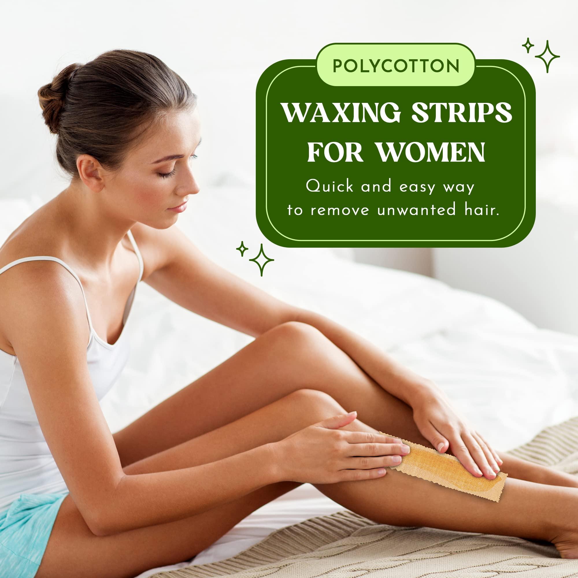MOOM MOOM - Organic Sugar Wax Hair Removal Kit with Hair Removal Wax Strips, 48 Count