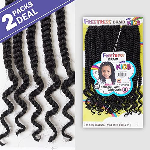 FREE TRESS FreeTress Crochet Braids 3X Kids Senegal Twist with Curls 8" (2-PACK, 30)