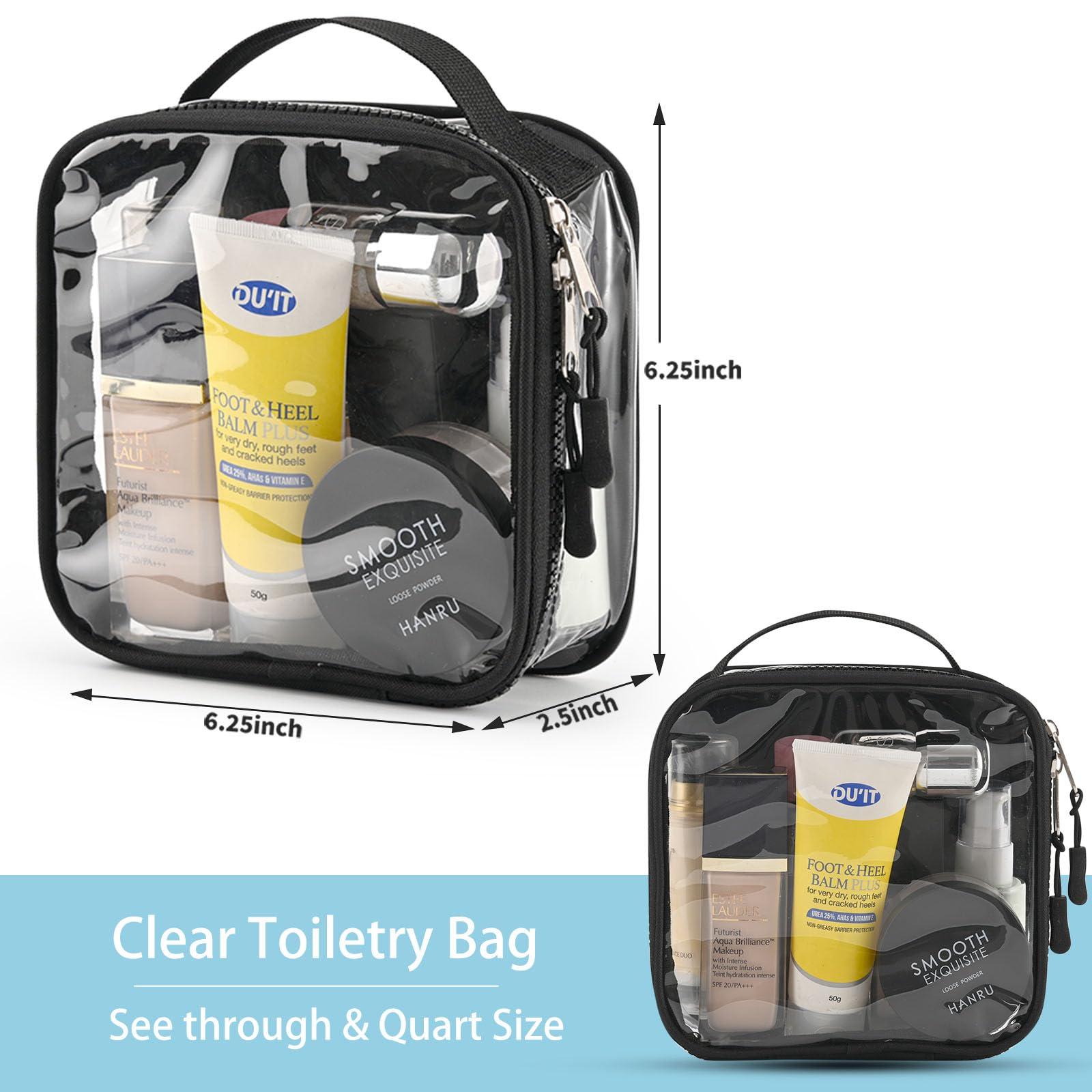 fiezkaa fiezkaa Quart Size Travel Bag Tsa Approved 3-1-1 Clear Toiletry Bag, See Through Liquid Bags for Travel - Black