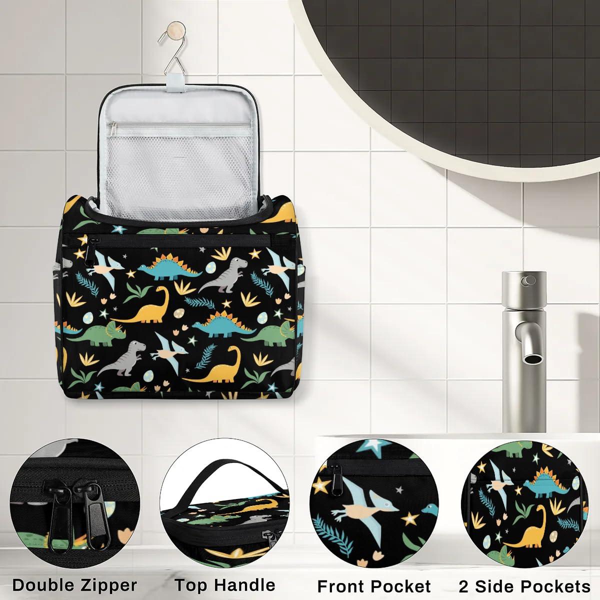 Funky Qiu Funky Qiu Travel Toiletry Bag for Women,Cute Dinosaur Ancient Hanging Toiletry Bag Cosmetic Makeup Bag Travel Organizer for Accessories Toiletries,Travel Essentials Kit