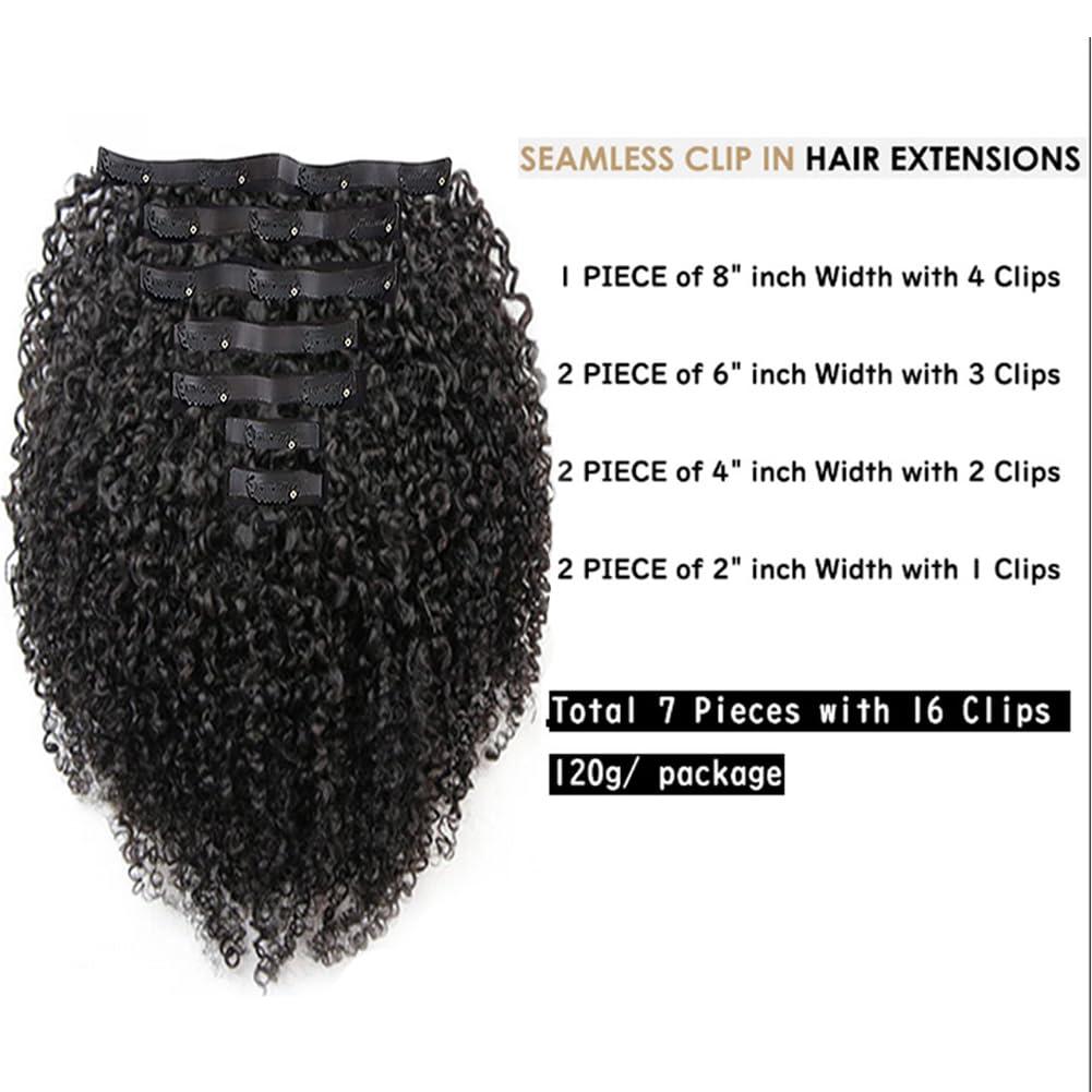 Kiss darling LASHES Seamless PU Clip in Human Hair Extensions for Women,Jerry Curly Human Hair Invisible Clip in Extensions PU Skin Weft Curly Clip Ins Hair Piece 18\"inch 120g