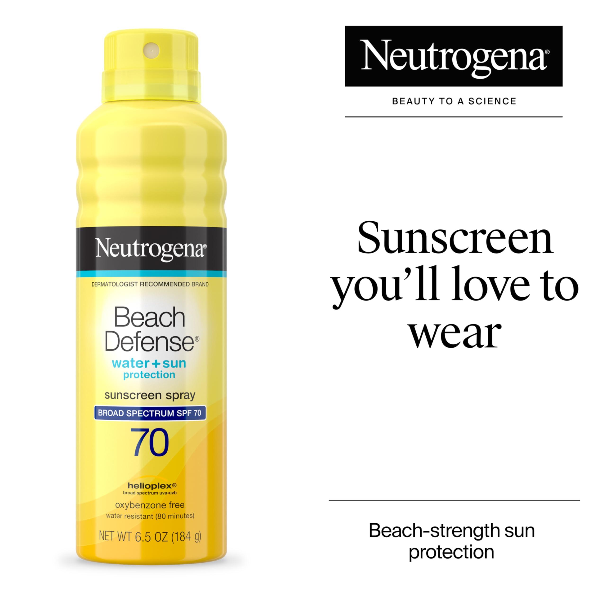 Neutrogena Neutrogena Beach Defense Sunscreen Spray Broad Spectrum SPF 70, 6.5 Oz, Water Resistant, Fast Absorbing, Oxybenzone Free, Lightweight Sun Protection, Face and Body Sunscreen