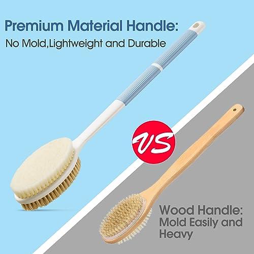 Backski Backski Back Scrubber Anti Slip for Shower,Shower Brush Long Handle with Stiff and Soft Bristles,Body Exfoliator for Bath or Dry Brush(Blue)