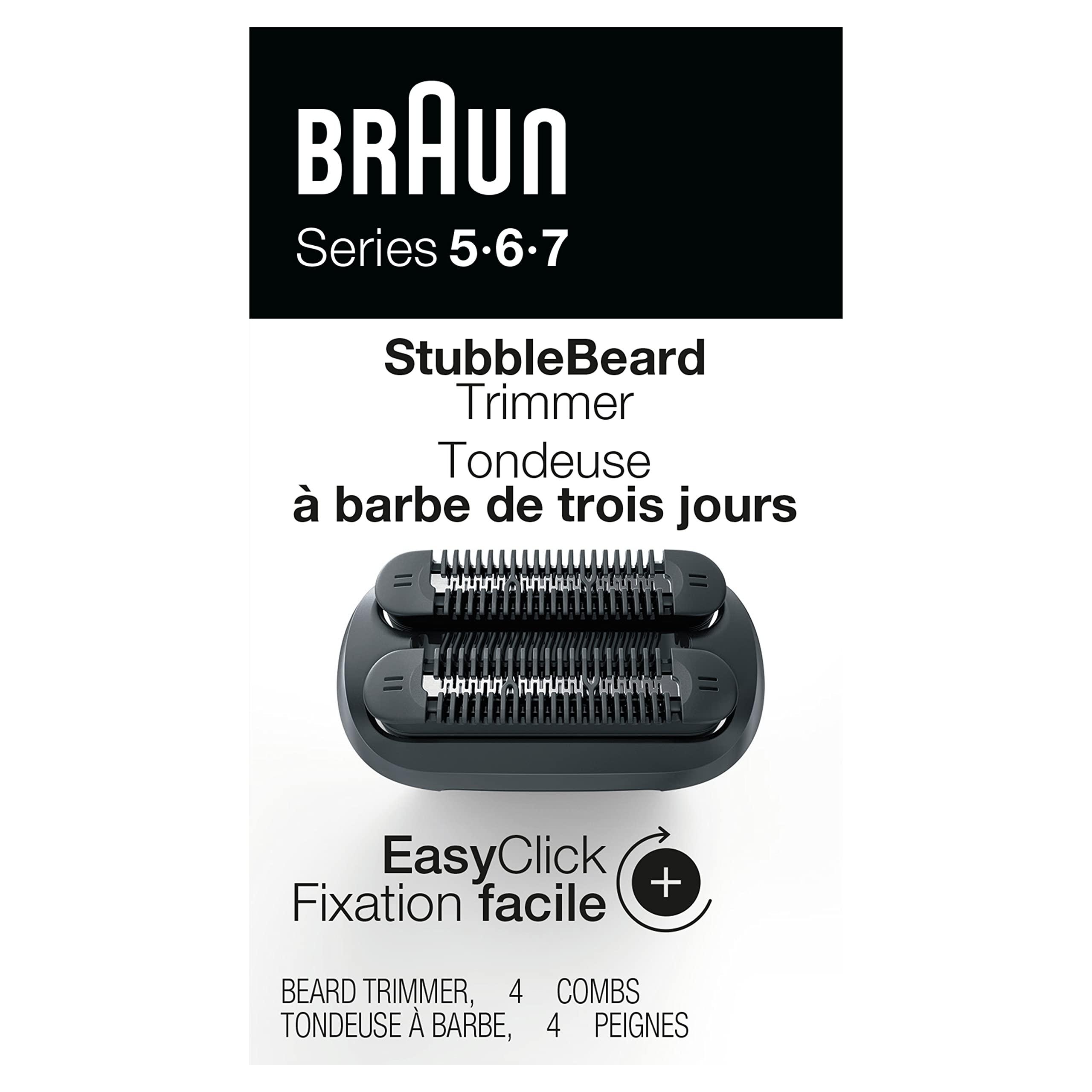 Braun Braun EasyClick Stubble Beard Trimmer Attachment for Series 5, 6 and 7 Electric Shaver 5018s, 5020s, 6075cc, 7071cc, 7075cc, 7085cc, 7020s, 5050cs, 6020s, 6072cc, 7027cs (Pack of 2)