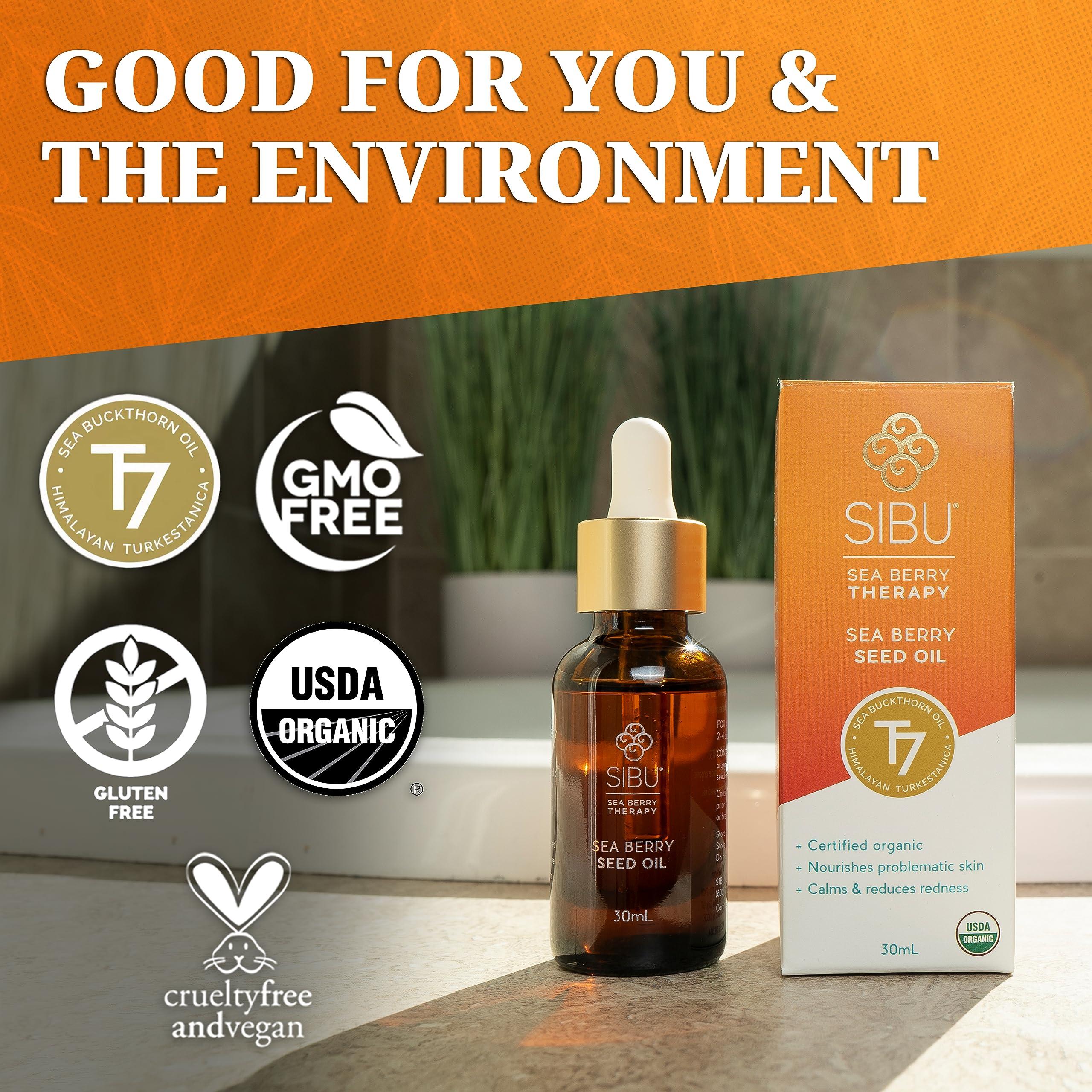 sibu sibu Premium Himalayan Sea Buckthorn Seed Oil, USDA Organic (30ml)  Amazing for Sensitive Skin, Breakouts, & Irritation