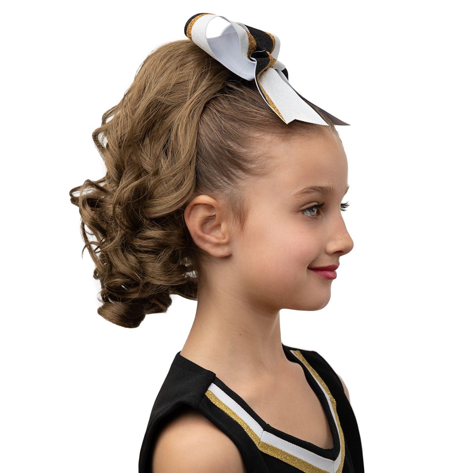 Girly Curls Perfect Curls Cheerleader Hairpiece, 14 inch Curly Ponytail Hairpiece for Young Girls (Strawberry)