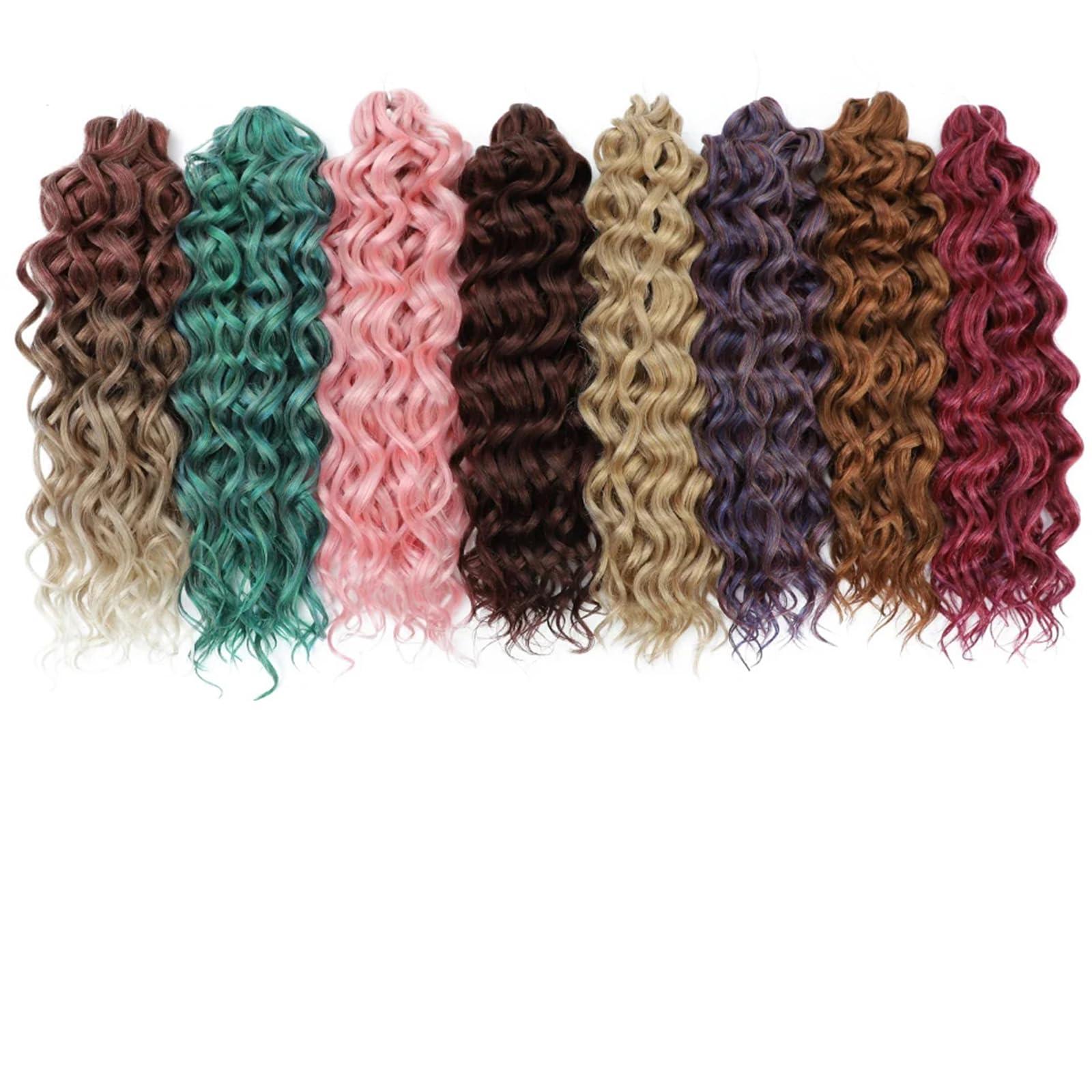 Generic Deep Wavy Twist Crochet Hair Curls Water Wave Crochet Braids Synthetic Curly Braiding Hair Extensions For Women P1B30 18Inch#5Pcs/Lot