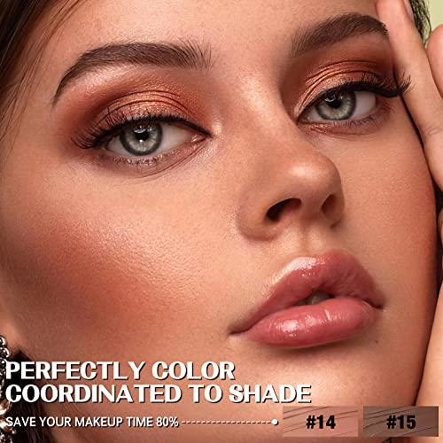 FOCALLURE FOCALLURE 2PCS No Crease Eyeshadow Stick,Shimmer and Matte Cream Eyeshadow Pencil Crayon,Long Lasting Waterproof Eye Brightener Stick With Blending Brush,Alloy Steel